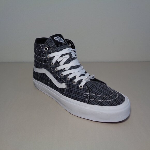 Vans Size 12 M Sk8-Hi TAPERED Black Plaid Canvas Sneakers New Women's Shoes - Picture 4 of 15